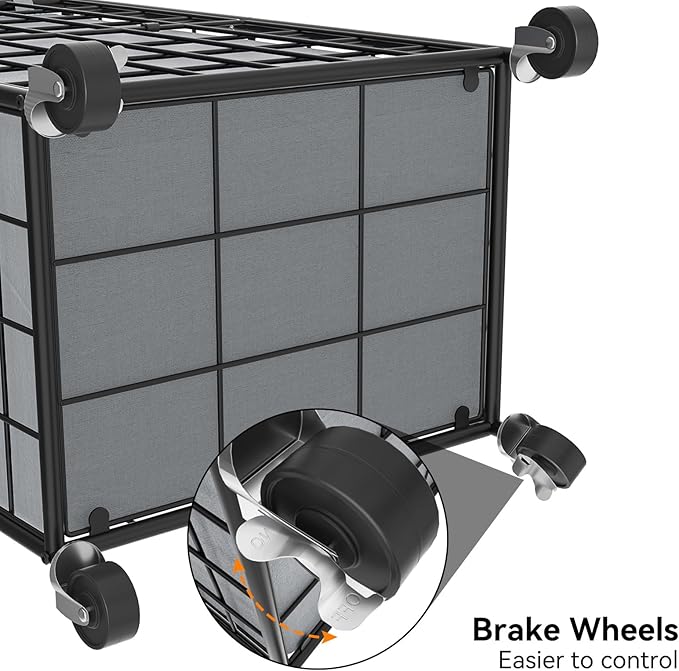 WOWLIVE Laundry Hamper with Wheels,Metal Wire Frame Rolling Laundry Basket with Removable bag,100L Dirty Clothes Hamper Organizer Dorm Room Storage for Bedroom,Bathroom,Grey