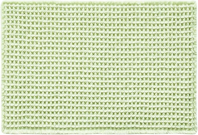 Waffle Bath Mat, Boho Bathroom Rugs Non Slip Washable Super Absorbent Quick Dry Cute Bath Mat Farmhouse Bathroom Decor, 36"x24" Pale Green