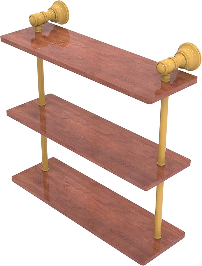 Allied Brass CL-5-16-IRW-SGL Carolina Collection 16 Inch Triple Wood Shelf, Spanish Gold