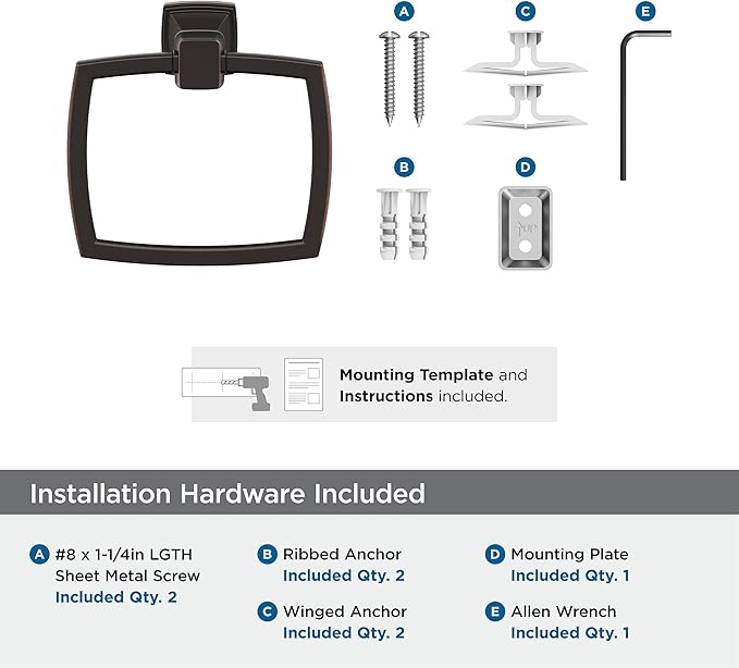 Amerock BH36032 Revitalize 6-13/16" Wall Mounted Towel Ring - Oil Rubbed Bronze