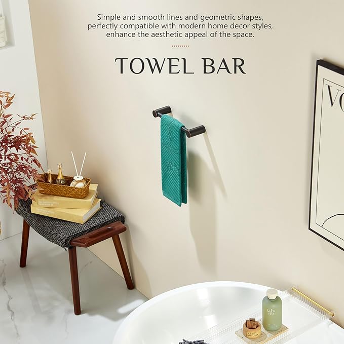 KOKOSIRI Bathroom Hand Towel Rings 9-Inch Hand Towel Holder Wall Mounted Bathroom Hardware Accessories Oil Rubbed Bronze Stainless Steel, B4007ORB-L9