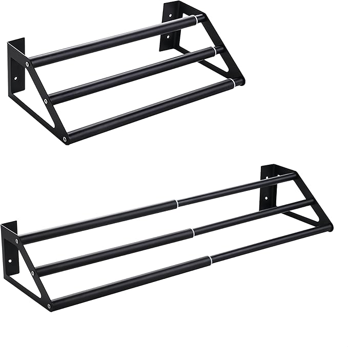 3 Bars Towel Bars Hanger Freely Retractable 11-23 Inch Stainless Steel Bath Rack Strong 3M Adhesive Bathroom Wall Free mounting Hole-Installing washroom Kitchen
