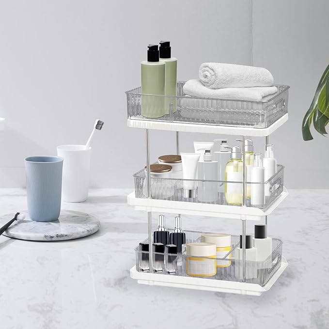 Makeup Organizer, 3-Tier Skincare Organizer Countertop, Uitable for Storing Cosmetics, Toiletries, Spice Jars, 9 Compartments, 30x19x39.5cm