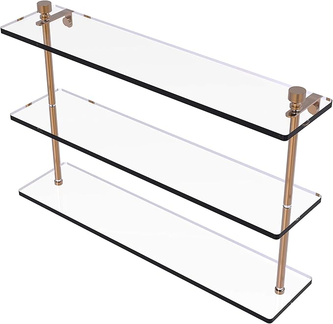 Allied Brass FT-5/22 Foxtrot Collection 22 Inch Triple Tiered Glass Shelf, Matte Black
