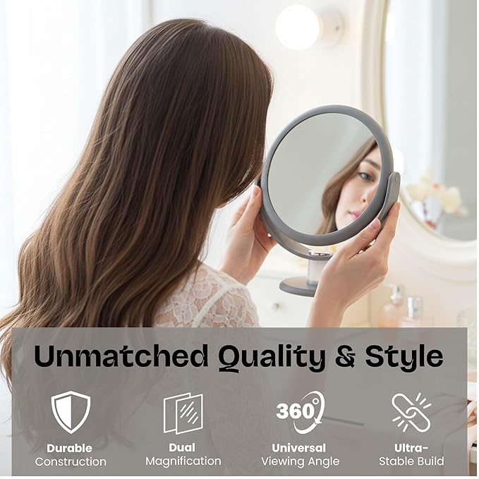 Danielle Creations Soft Touch Vanity Mirror x10 Magnifying - Grey
