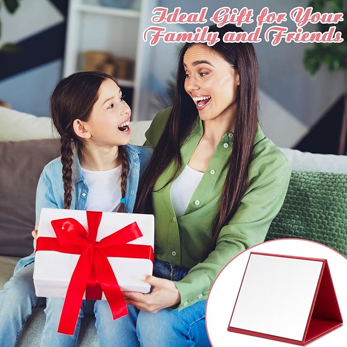 3 Way Foldable Full Length Mirror with Handle 31.89 x 11.22 Inches Leather Portable Camping Travel Hanging Folding Body Mirror for Makeup Dance Fitness Spa Hair Styling(Wine Red,Classic)