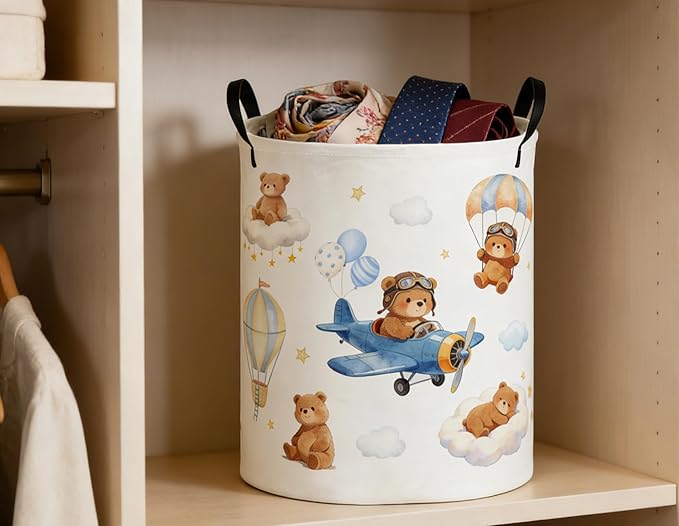 Kids Laundry Basket Bear Hamper for Nursery Animal Hamper Cute Kids Storage Bin Room Decor for Home(Bear)