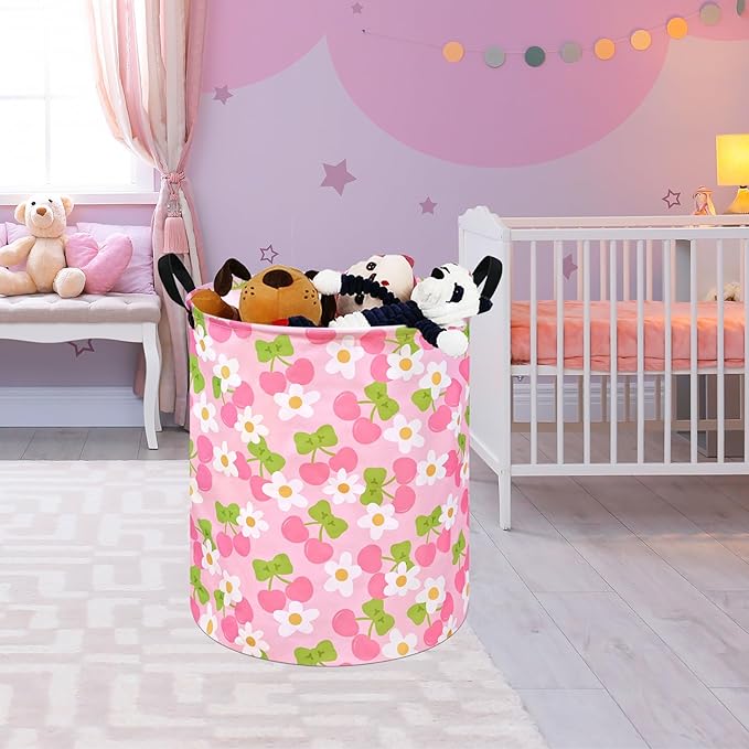 KUNRO Round Laundry Gift Basket Storage Hamper Clothes Storage Basket Organizer Bin with Handles for Nursery Room