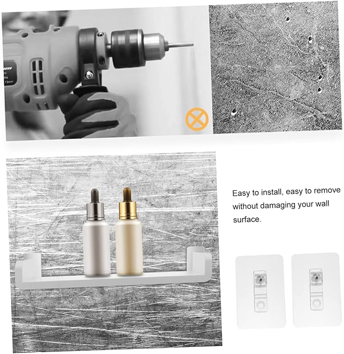 1Pc Punch U Shape Wall Mounted Rack Storage Shelf for Bathroom Capacity Easy Installation for Tidy Spaces