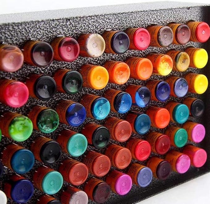 Zerone Elegant Black Pigment Rack, 78 Holes Wall Mounted Ink Organizer, Permanent Makeup Ink Display Holder