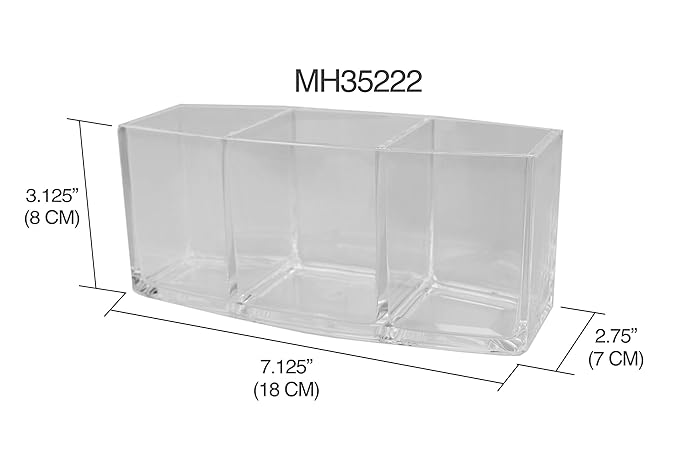Home Basics Women's Cosmetic Organizer (3 Compartments), Clear