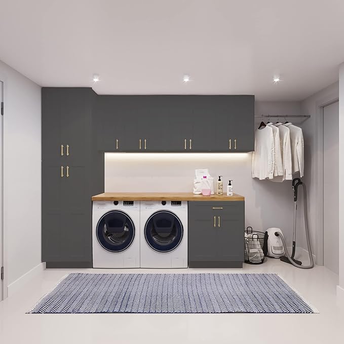 ROOMTEC Wood Wall Cabinet,RTA Single Door Medicine Cabinet with Adjustable Shelves and Soft-Close Door for Kitchen, Bathroom, and Laundry. 12" D*21" W*30" H, Shaker Grey