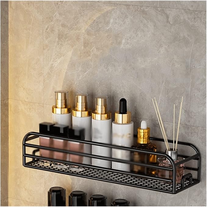 Bathroom Shelf Toilet Storage Rack Single Layer Metal Toiletries Storage Rack Kitchen Wall Mounted Metal Storage Rack No Punching Bathroom Organizer(White,40)