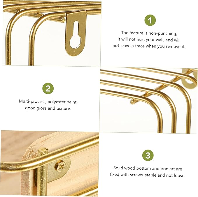PRETYZOOM Double-Layer Bathroom Storage Rack Space-Saving Over Toilet Organizer Easy to Install Elegant Design for Toilets and Bathrooms Gold Finish Wall-Mounted Cosmetic Shelf