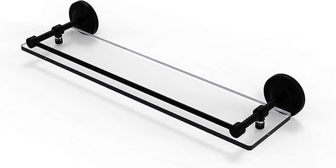 Allied Brass PRBP-1/22-GAL-BKM Prestige Regal 22 Inch Tempered Gallery Rail Glass Shelf, Matte Black