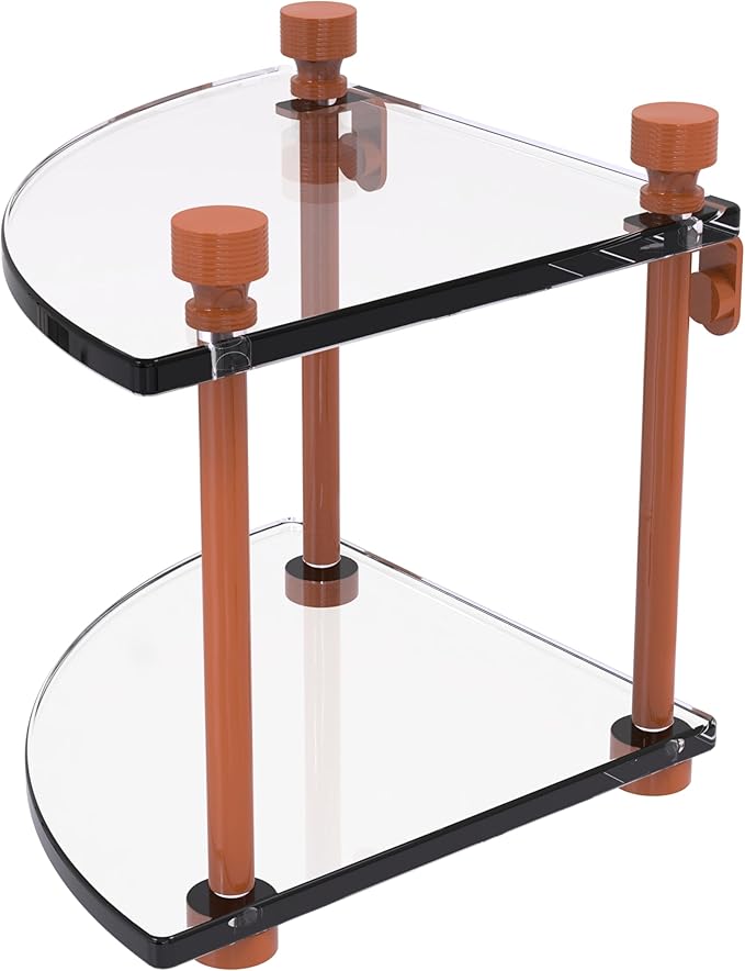 Allied Brass FT-3-ASP Foxtrot Collection Two Tier Corner Glass Shelf, Autumn Sparkle