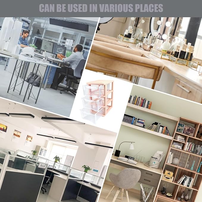 3 Layers Plastic Storage Bins with Drawers Portable Drawer Type Makeup Organizer Multifunction Desk Storage Containers for Home Office Cosmetics Sundries