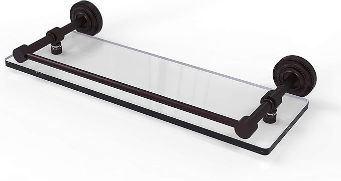 Allied Brass DT-1/16-GAL-ABZ Dottingham 16 Inch Gallery Rail Glass Shelf, Antique Bronze