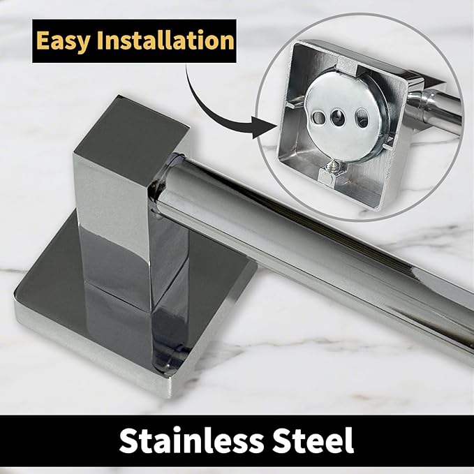 Stainless Steel Telescopic Towel Bar, Adjustable Bathroom Towel Rack for Wall Mount