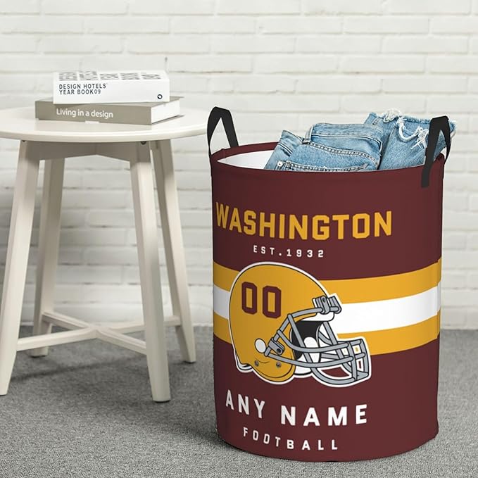 Custom Laundry Hamper - Personalized Football Style Laundry Basket - Customized Name and Number - Dirty Clothes Hamper Waterproof Large Capacity Hamper for Bedroom Bathroom Living Room