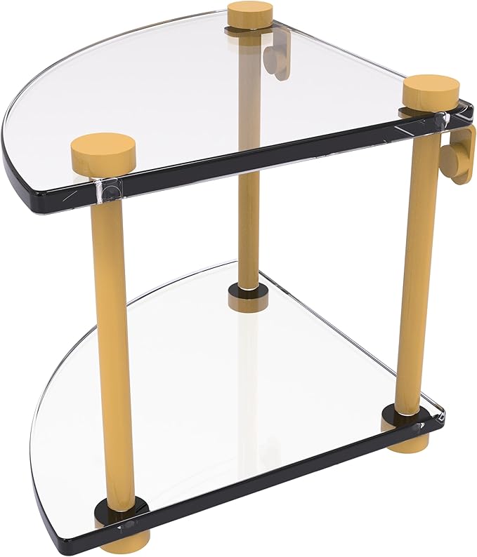 Allied Brass NS-3-SGL Two Tier Corner Glass Shelf, Spanish Gold