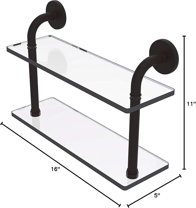 Allied Brass RM-2-16-ORB Remi Collection 16 Inch Two Tiered Glass Shelf, Oil Rubbed Bronze