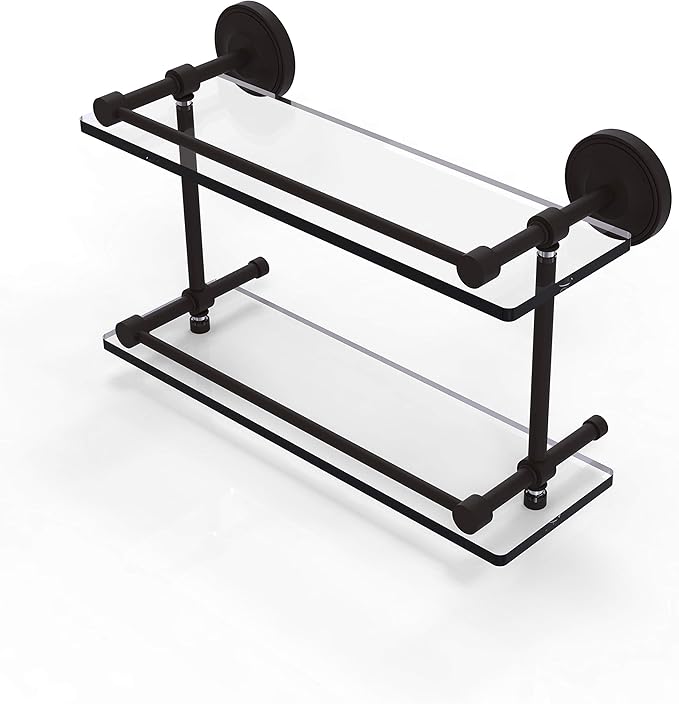 Allied Brass PRBP-2/16-GAL-ORB Prbp 2 Gal Prestige Regal Inch Double Gallery Rail Glass Shelf, 16 Inch, Oil Rubbed Bronze