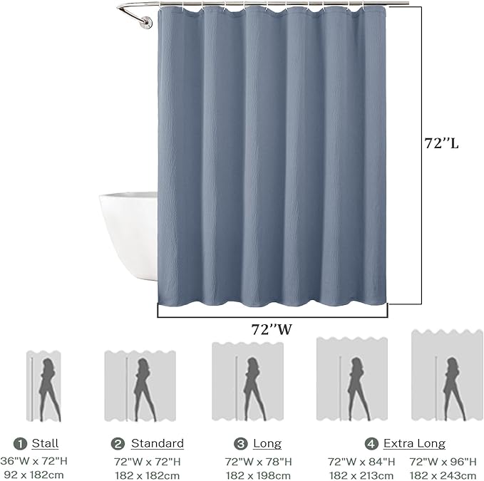 Aiyufeng 3D Textured Sky Blue Shower Curtain for Bathroom, Fabric Shower Curtain Soft Cloth & Hotel Spa Quality, Luxury Boho Bathroom Curtains, Machine Washable, Sky Blue, 72x72 Inches