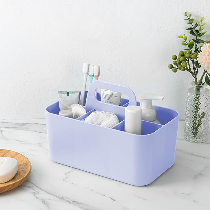 Tiawudi 2 Pack Caddy Organizer with Handle, Portable Plastic Caddy, Storage Organization for Cleaning, Bath, Makeup, Art, Craft, Stationery, Classroom and Office, Tote Organizer
