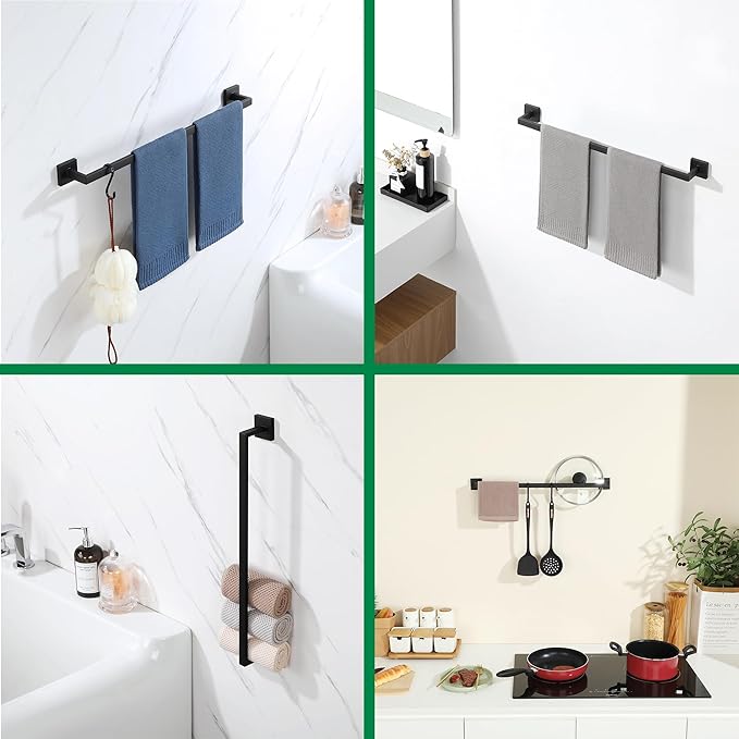 Alise Towel Bar for Bathroom,24 in Towel Holder Towel Racks for Bathroom Wall Mount,SUS304 Stainless Steel Towel Rail Towel Hanger Matte Black