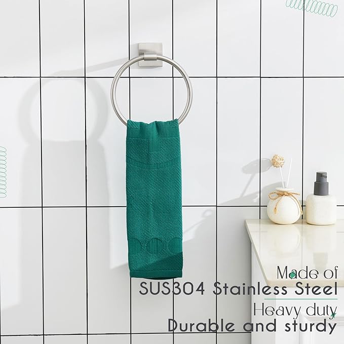KOKOSIRI Bath Towel Holder Brushed Nickel Hand Towel Ring Bathroom Accessories Shower Towel Rack Stainless Steel Wall Mount, B3010BR