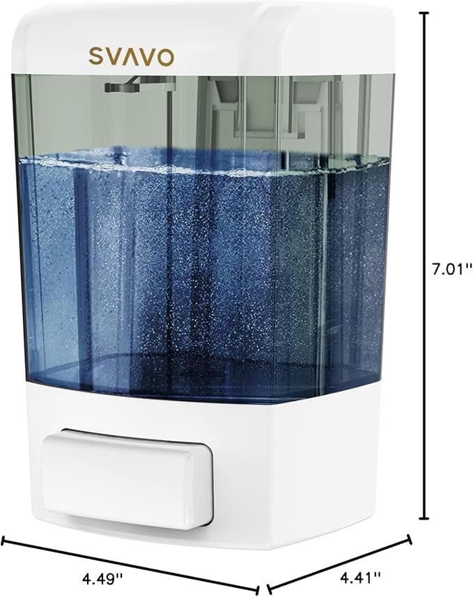 SVAVO Wall Mounted Soap Dispenser Kitchen Bathroom Manual Soap Dispenser Refillable Hand soap Dispenser for Liquid Contianers Shampoo Gel Chamber for Household Commerical 23.7oz (700ml) ABS
