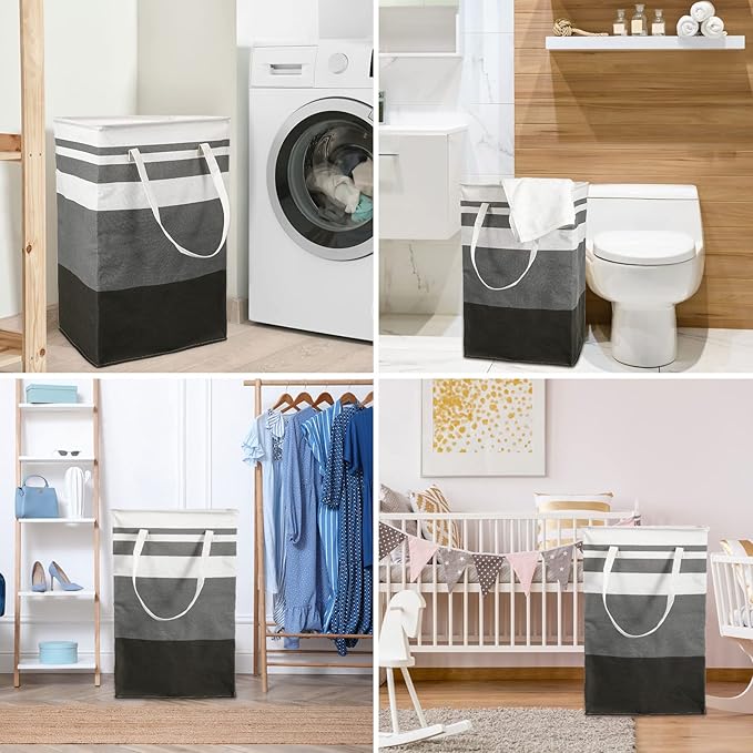 4 Pcs 75L Large Laundry Basket Laundry Hamper Freestanding Waterproof Clothes Hamper Collapsible Tall Clothes Basket with Extended Handles for Bedroom Bathroom Dorm and Family Towels Toys