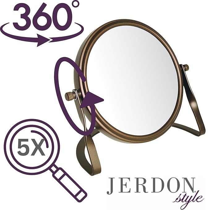 Small 5X Magnifying Mirror - 5.5" Makeup Mirror in Bronze Finish - Model MC113BZP