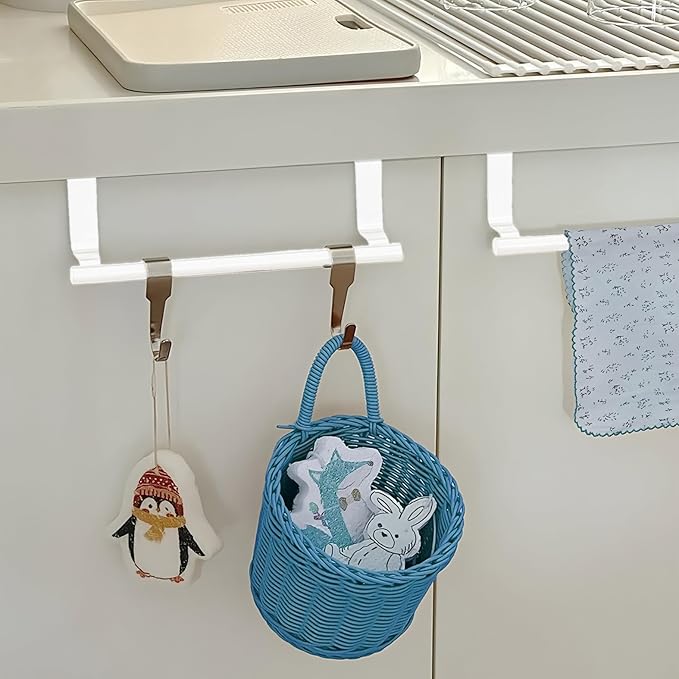 2Pack 9Inch Stainless Steel Over Cabinet Door Towel Bar Holders(White)