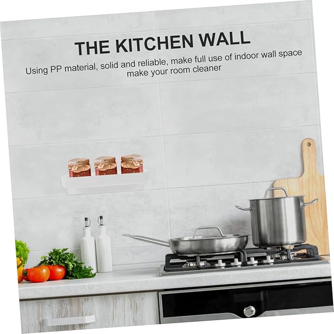 ULTECHNOVO 2-Piece Wall-Mounted Storage Rack Nail-Free Bathroom and Kitchen Organizer White Plastic Sundries Shelf for Easy Installation and Space-Saving