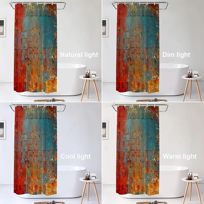 Shrahala Abstract Grunge Color Decorative Shower Curtain, Solid Colored Pink Bathroom Décor Polyester Fiber Waterproof with Plastic Rings for Shower Stall Bathtubs 72 X 36 in