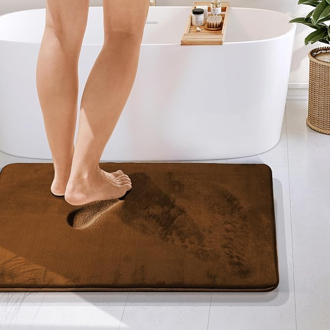 Clara Clark Bathroom Rugs, Velvet Memory Foam Bath Mat, Non-Slip Bath Rugs, Machine Wash, Dries Quickly, Ultra Soft Plush Bath Mats for Bathroom,