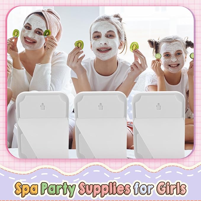 DoubleFill 6 Pcs Spa Party Mirror Spa Party Supplies Sleepover Accessory Favors Makeup Mirror for Sleepover Slumber Birthday Favors Women Adults Princess Gift(White)