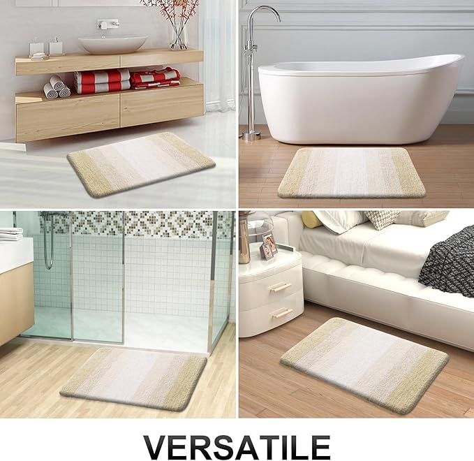 OLANLY Bathroom Rugs Mat 34x21, Extra Soft Absorbent Microfiber Bath Rugs, Rubber Backing, Quick Dry, Machine Washable Bath Mats for Bathroom Floor, Tub and Shower, Home Decor Accessories, Light Beige