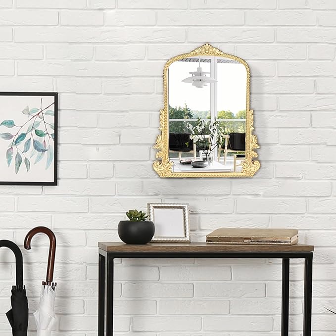 Vintage Small Arched Mirror, 17 * 12in Wall Mounted Vanity Mirror for Living Room, Bedroom, Bathroom, Entryway, Porch, Home and Dormitory, Versatile, Vintage Makeup Mirror