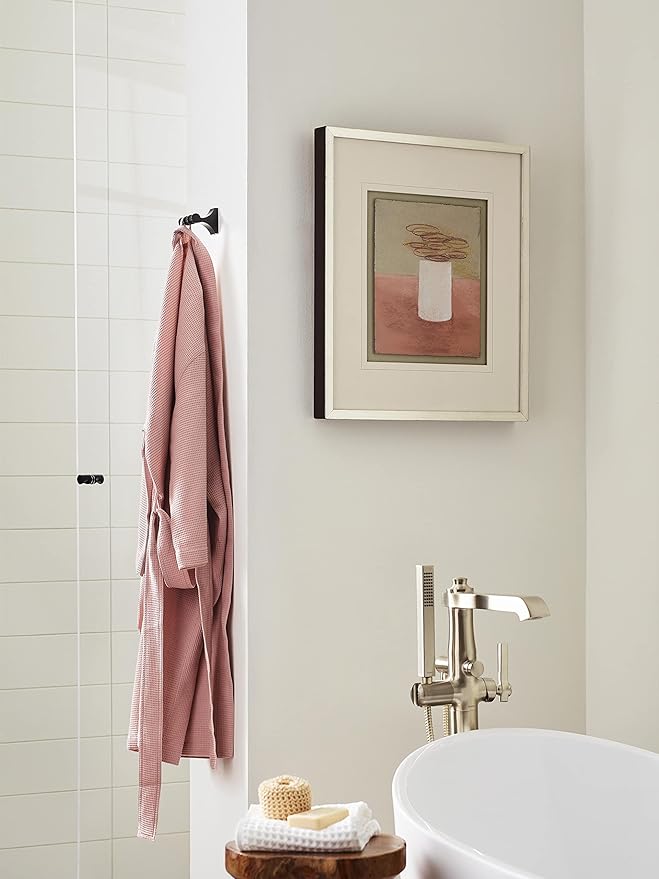 Amerock BH36050MB | Matte Black Double Robe Hook | 2-15/16 in. (75 mm) Length Towel Holder | Davenport | Towel Hook for Bathroom | Bathroom Hardware | Bath Accessories