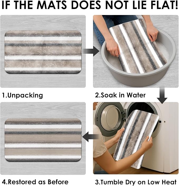 Stripes Taupe Shower Curtain Set with Toilet Lid Cover and Non-Slip Rugs for Bathroom, Watercolor Abstract Painting Art 4 Pcs Shower Curtain, Modern Bathroom Set with 12 Hooks