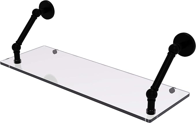 Allied Brass P1000-1-24 Prestige Skyline Collection 24 Inch Floating Glass Shelf, Matte Black