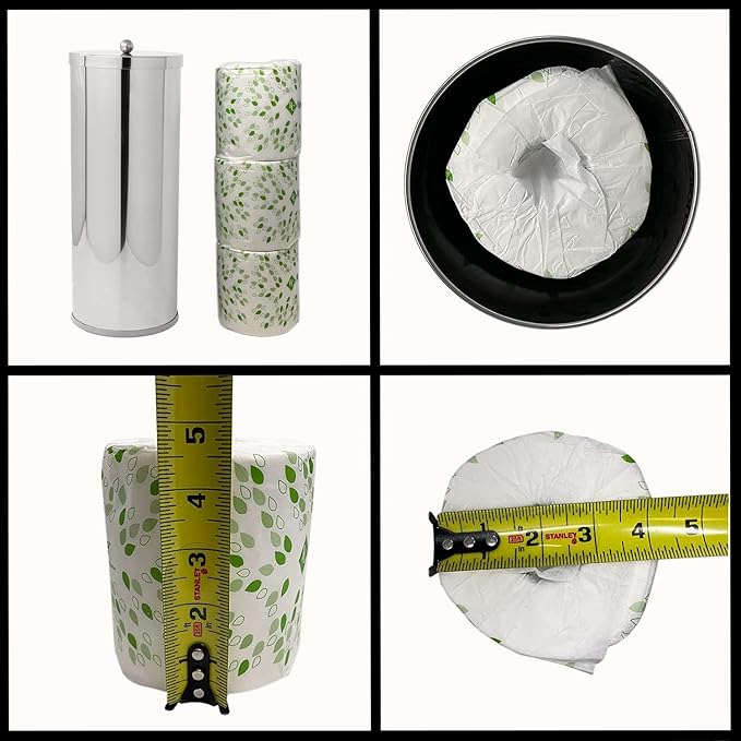 Stainless Steel Toilet Paper Canister and Toilet Brush Case Set (Set of 2)