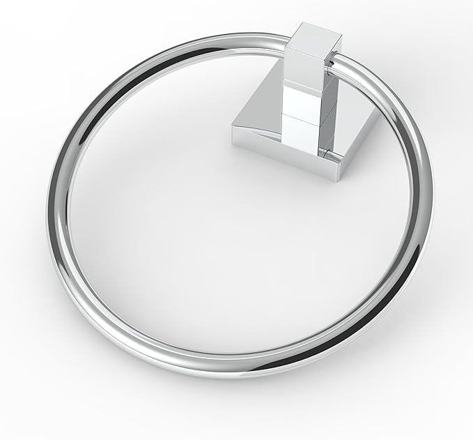 RUACQ Towel Ring for Bathroom,Square Base Hand Towel Holder Hangers Wall Mount,Heavy Duty,Stainless Steel(Chrome)