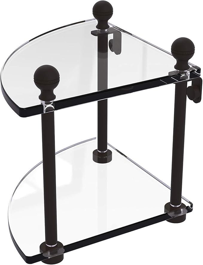 Allied Brass MA-3-ORB Mambo Collection 2 Tier Corner Glass Shelf, Oil Rubbed Bronze