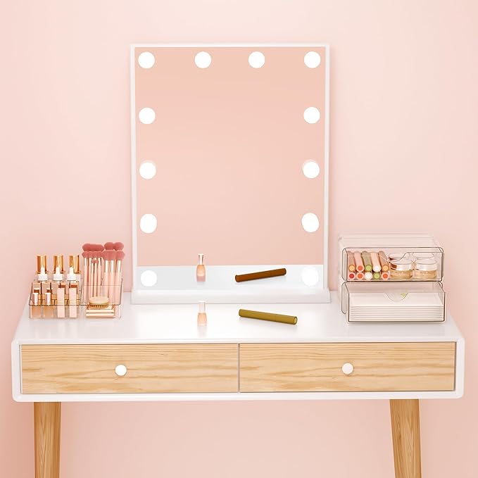 Bathroom Counter Organizer Clear - 2Pcs Stackable Makeup Countertop Organizer for Vanity - Multi-Purpose Skin Care Lipstick Cosmetic Organizer