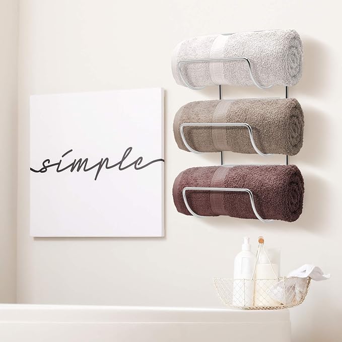 Sorbus Bathroom Wall Mounted Towel Rack - 12 Level Shelves for Rolled Towels, Washcloths, Linen - Spa, Salon & Towel Storage