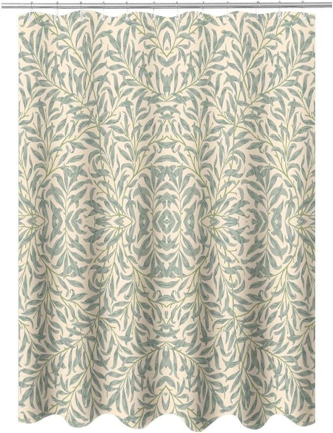 Vintage Botanical Shower Curtain William Morris Designs Green Jungle Fruit Print Shower Curtain Set Polyester Interior Waterproof Shower Curtain with 12 Hooks 66x72 Inches(168x183cm)